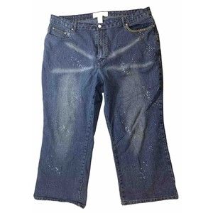 Neeso Splattered Blue Denim Women's Jeans Pants Artistic Distressed Size 22